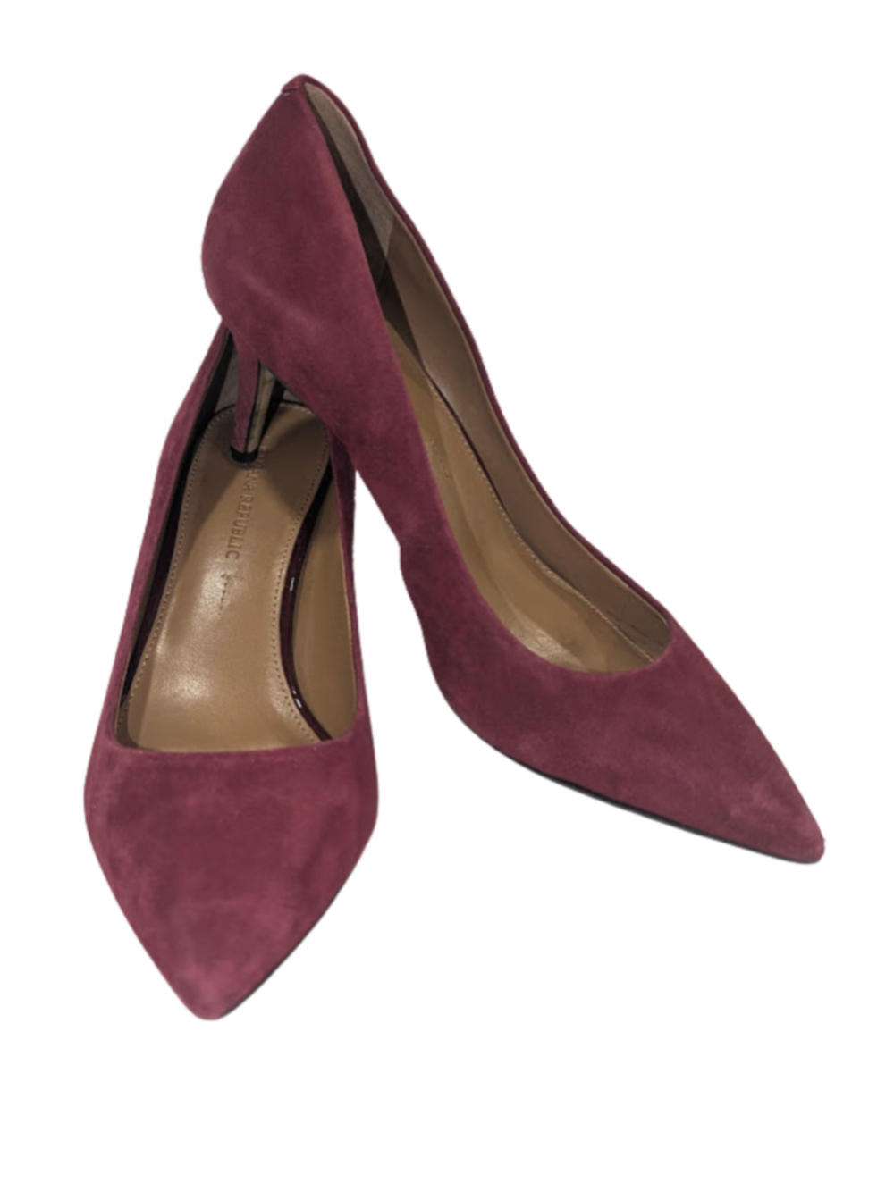 Banana Republic Suede Pumps 8 Burgundy Pointed Toe Stiletto Heels Office Siren